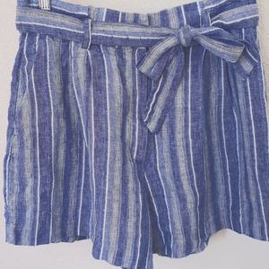 Linen High Waisted Shorts with Waist Tie